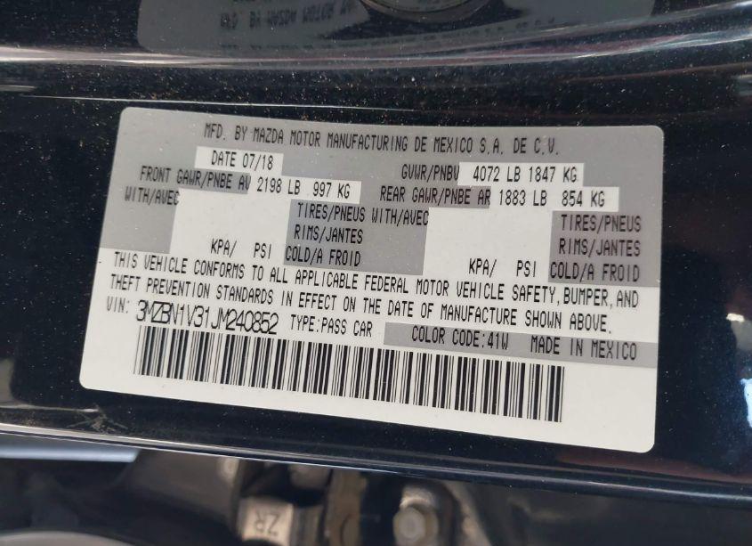 Photo 9 of 2018 Mazda Mazda3 TOURING (VIN 3MZBN1V31JM240852)