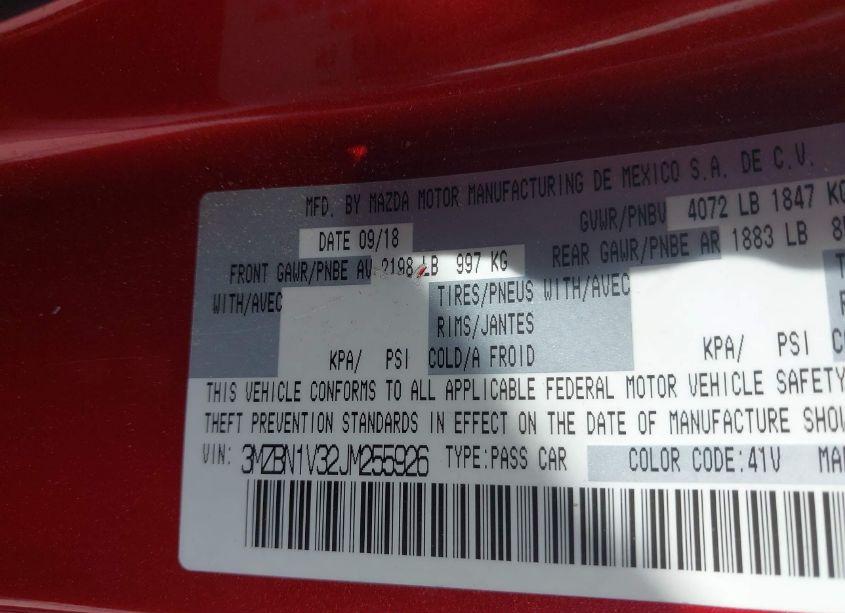 Photo 9 of 2018 Mazda Mazda3 TOURING (VIN 3MZBN1V32JM255926)