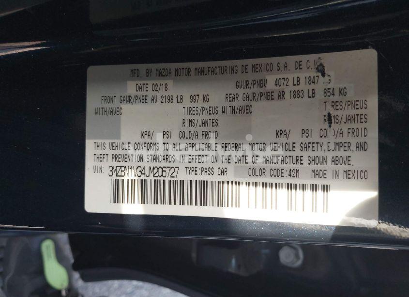 Photo 9 of 2018 Mazda Mazda3 TOURING (VIN 3MZBN1V34JM206727)