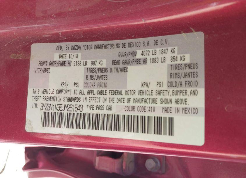 Photo 9 of 2018 Mazda Mazda3 TOURING (VIN 3MZBN1V35JM261543)