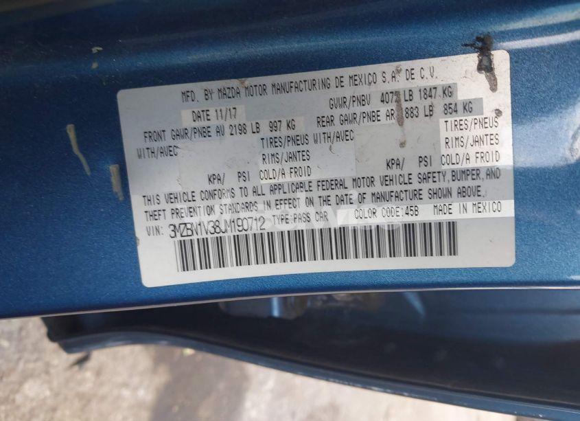 Photo 9 of 2018 Mazda Mazda3 TOURING (VIN 3MZBN1V38JM190712)