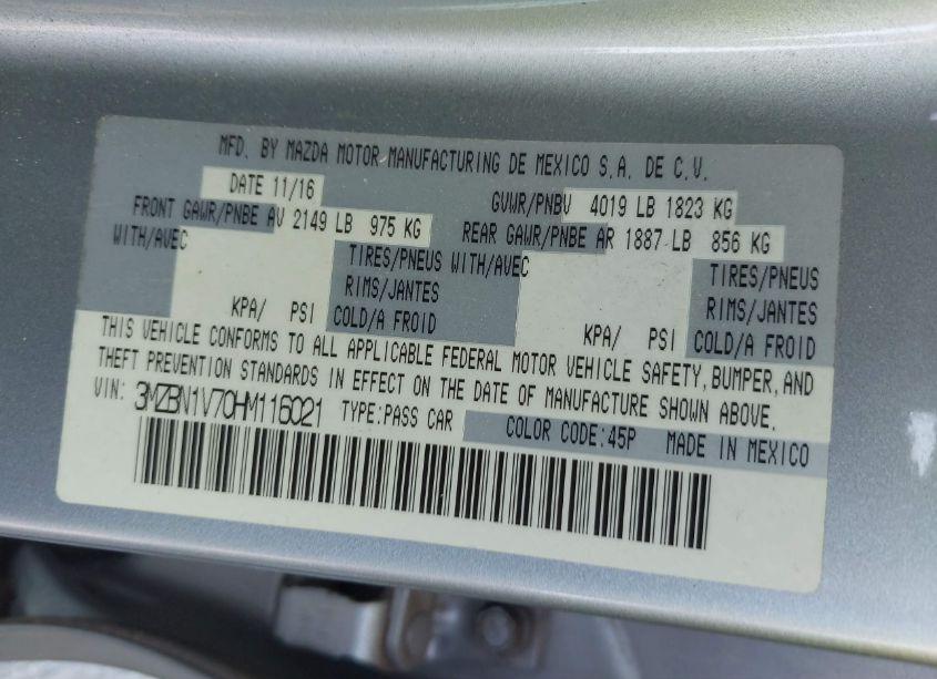 Photo 9 of 2017 Mazda Mazda3 TOURING (VIN 3MZBN1V70HM116021)