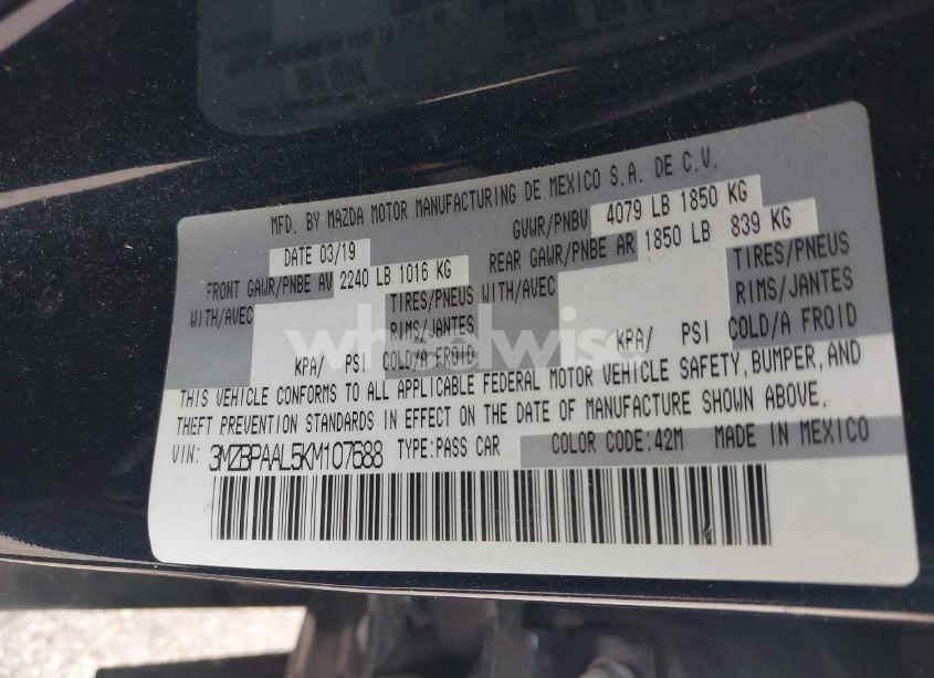 Photo 9 of 2019 Mazda Mazda3 SELECT PACKAGE (VIN 3MZBPAAL5KM107688)