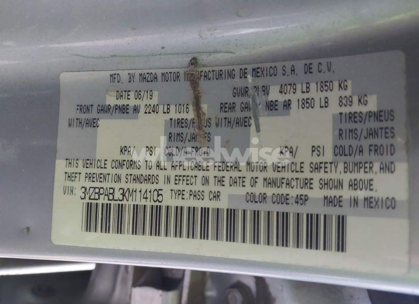 Photo 9 of 2019 Mazda Mazda3 (VIN 3MZBPABL3KM114105)