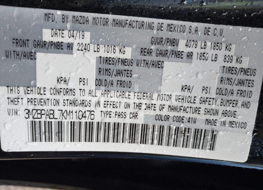 Photo 9 of 2019 Mazda Mazda3 (VIN 3MZBPABL7KM110476)