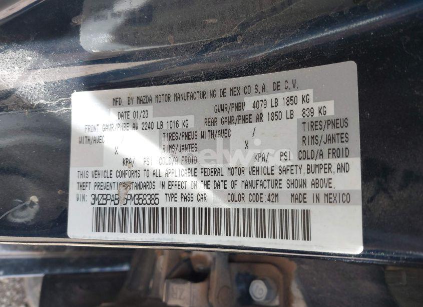 Photo 9 of 2023 Mazda Mazda3 2.5 S SELECT (VIN 3MZBPABM5PM358385)