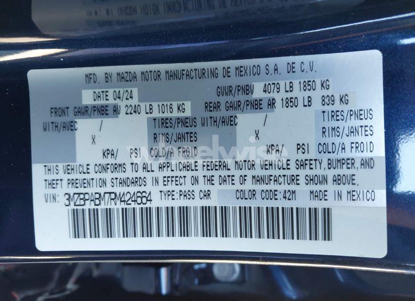 Photo 9 of 2024 Mazda Mazda3 2.5 S SELECT SPORT (VIN 3MZBPABM7RM424664)