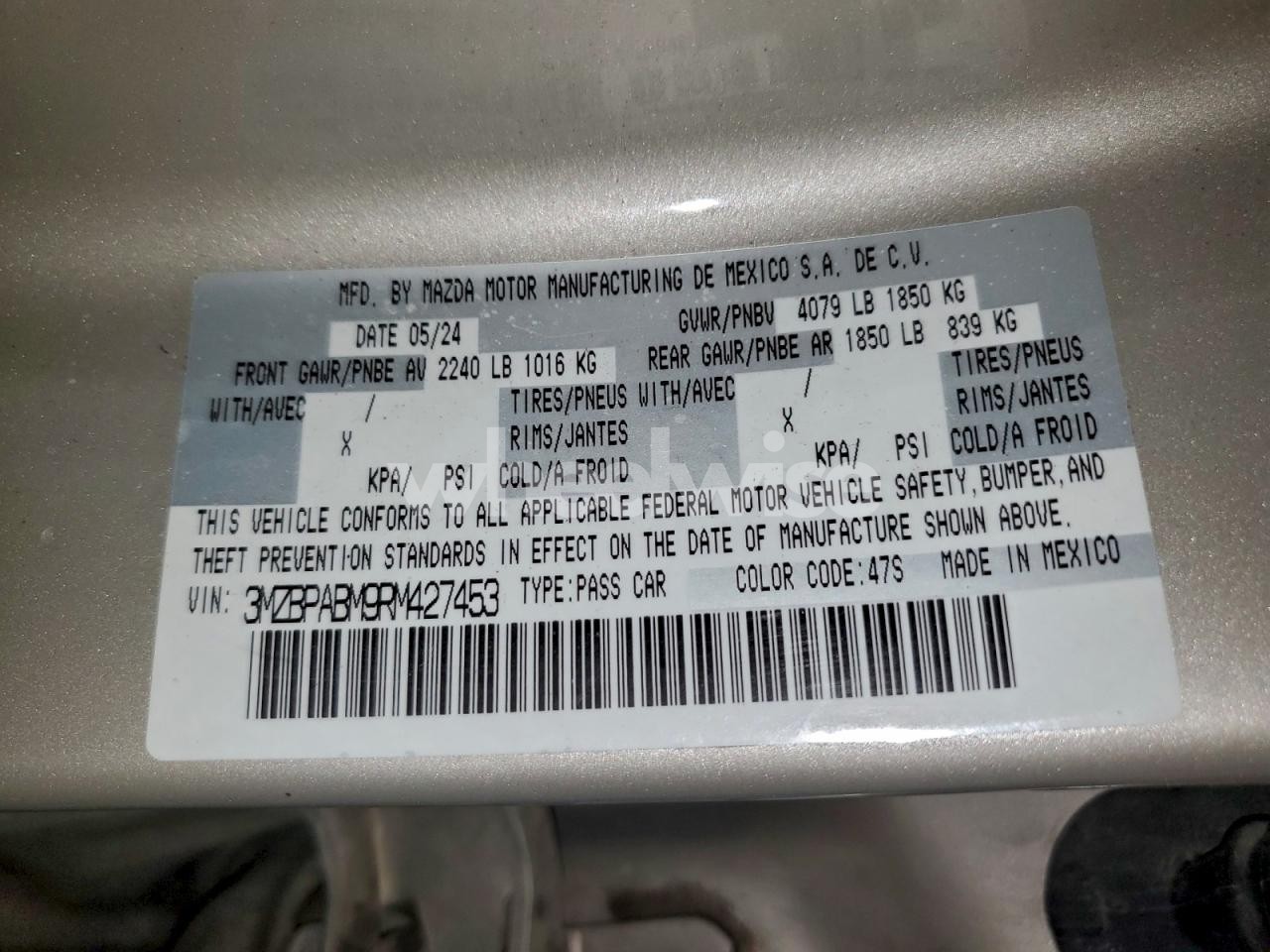 Photo 12 of 2024 MAZDA 3 SELECT SPORT (VIN 3MZBPABM9RM427453)