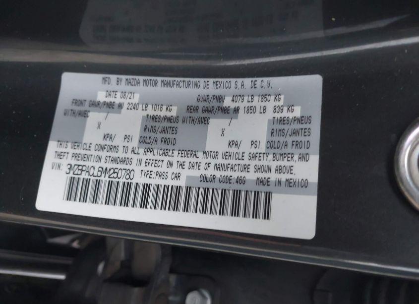 Photo 9 of 2021 Mazda Mazda3 PREFERRED (VIN 3MZBPACL6MM250780)