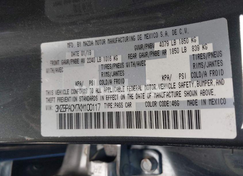 Photo 9 of 2019 Mazda Mazda3 PREMIUM PACKAGE (VIN 3MZBPACM7KM100117)