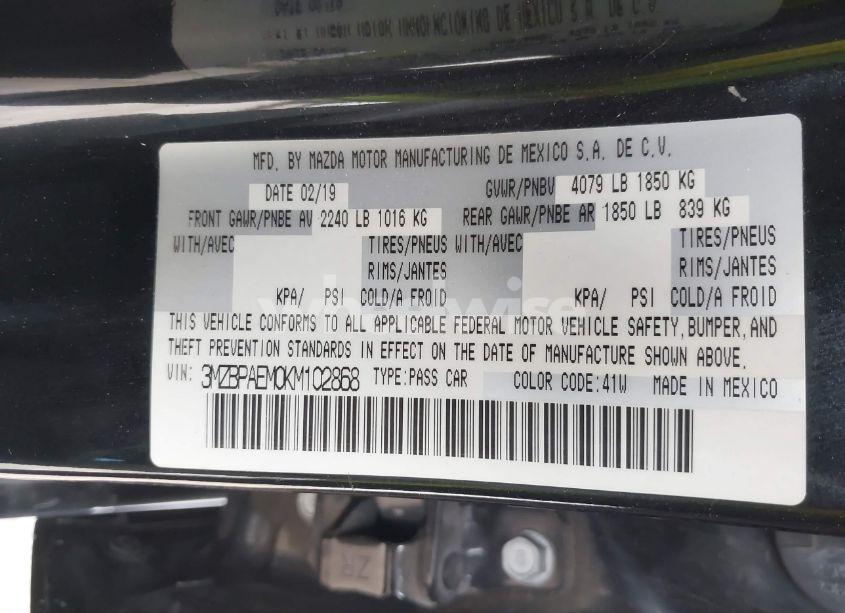 Photo 9 of 2019 Mazda Mazda3 PREMIUM PACKAGE (VIN 3MZBPAEM0KM102868)