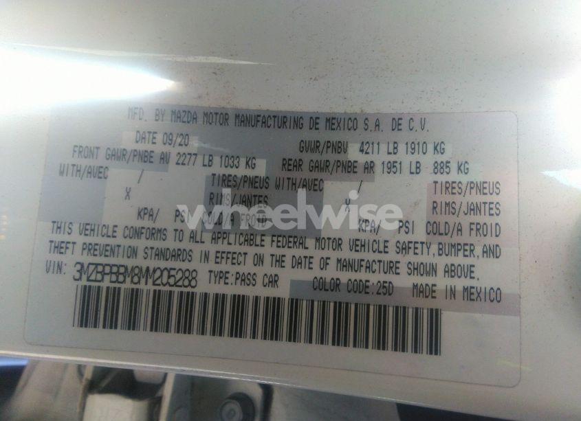 Photo 9 of 2021 Mazda Mazda3 SELECT (VIN 3MZBPBBM8MM205288)