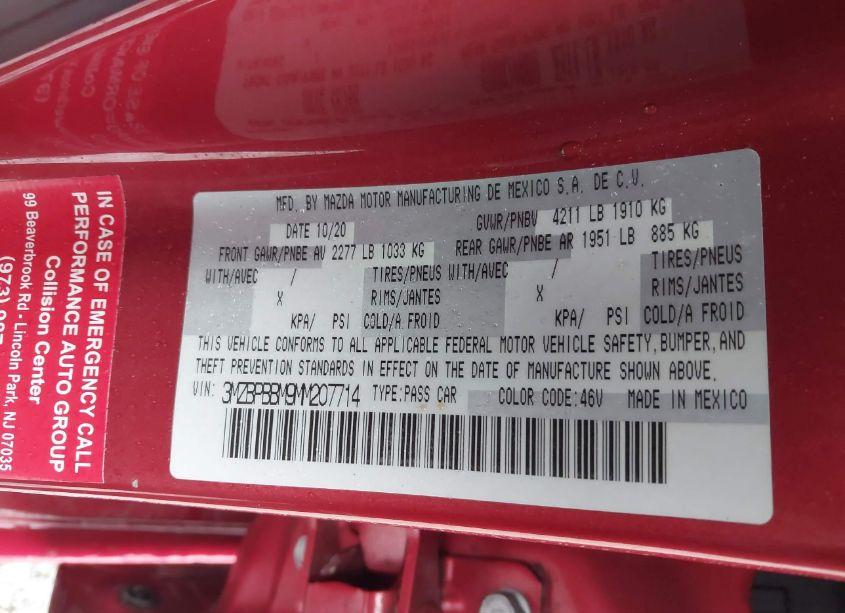 Photo 9 of 2021 Mazda Mazda3 (VIN 3MZBPBBM9MM207714)
