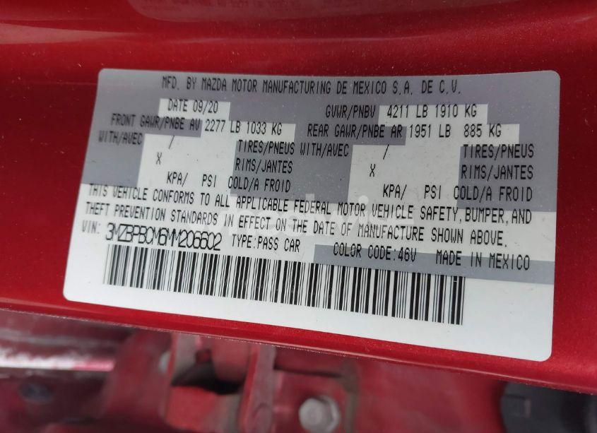 Photo 9 of 2021 Mazda Mazda3 PREFERRED (VIN 3MZBPBCM6MM206602)