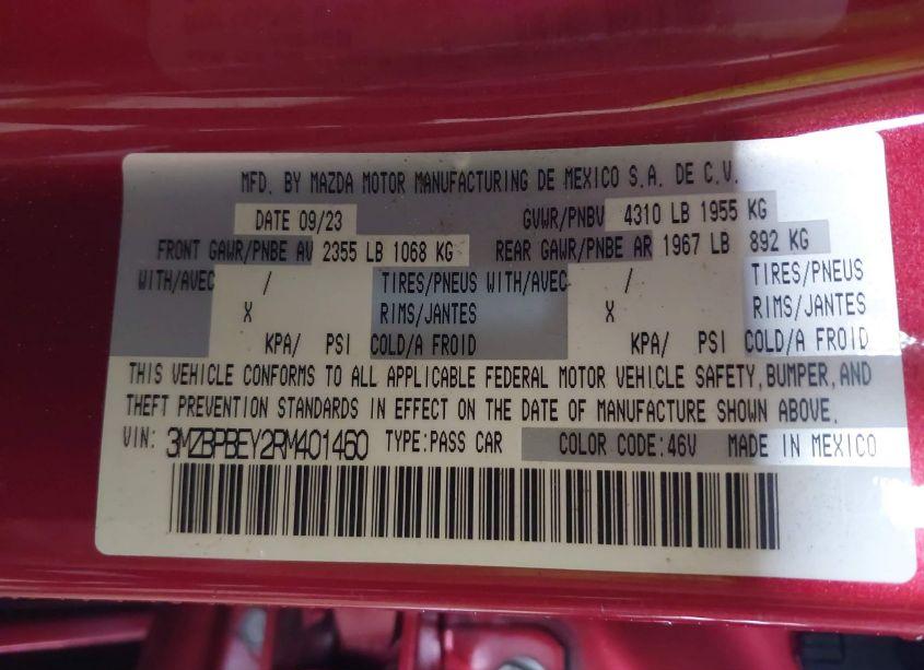 Photo 9 of 2024 Mazda Mazda3 2.5 TURBO PREMIUM PLUS (VIN 3MZBPBEY2RM401460)