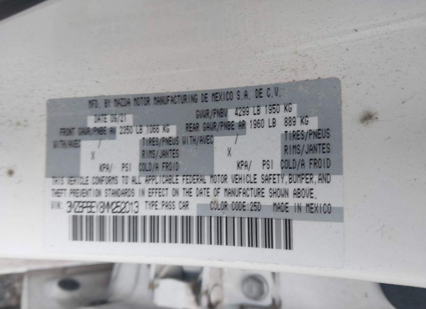 Photo 9 of 2021 Mazda Mazda3 2.5 TURBO PREMIUM PLUS (VIN 3MZBPBEY8MM252013)