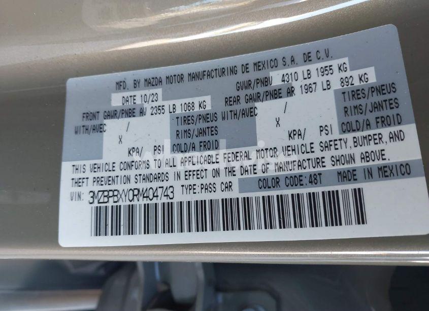 Photo 9 of 2024 Mazda Mazda3 2.5 CARBON TURBO (VIN 3MZBPBXY0RM404743)