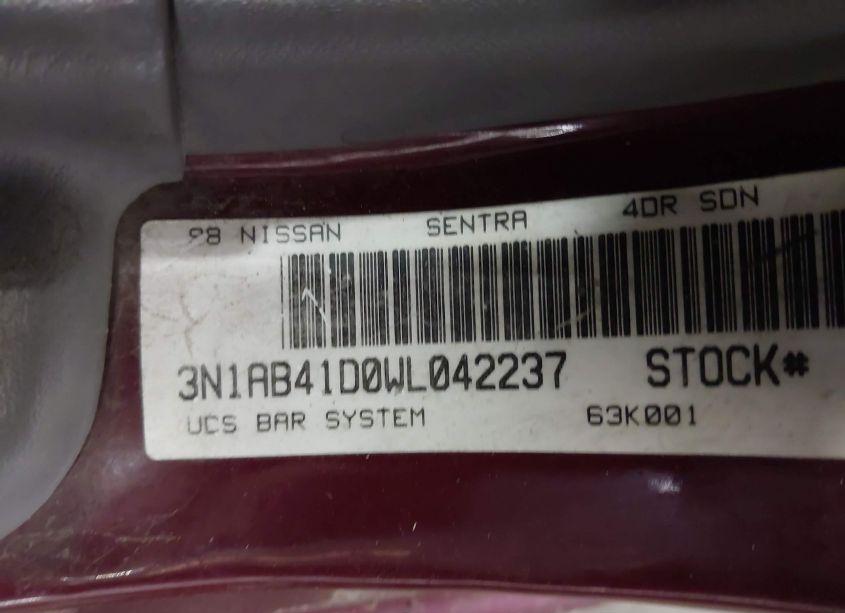 Photo 9 of 1998 Nissan Sentra GXE/XE (VIN 3N1AB41D0WL042237)