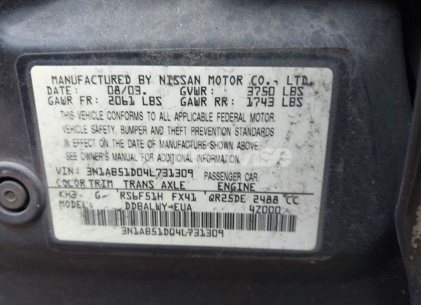 Photo 9 of 2004 Nissan Sentra SE-R SPEC V (VIN 3N1AB51D04L731309)