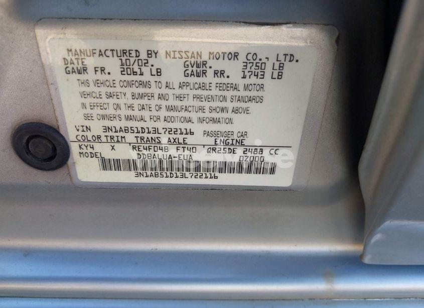Photo 9 of 2003 Nissan Sentra SE-R (VIN 3N1AB51D13L722116)