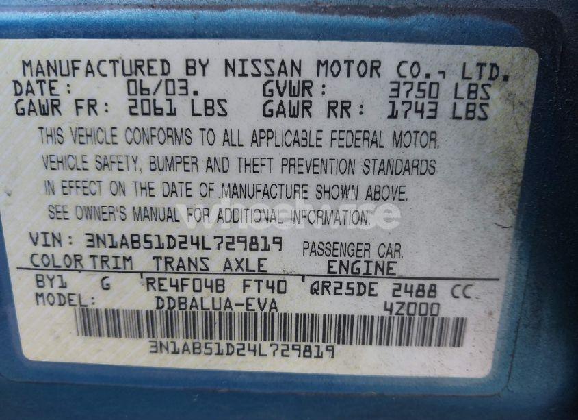 Photo 9 of 2004 Nissan Sentra SE-R (VIN 3N1AB51D24L729819)