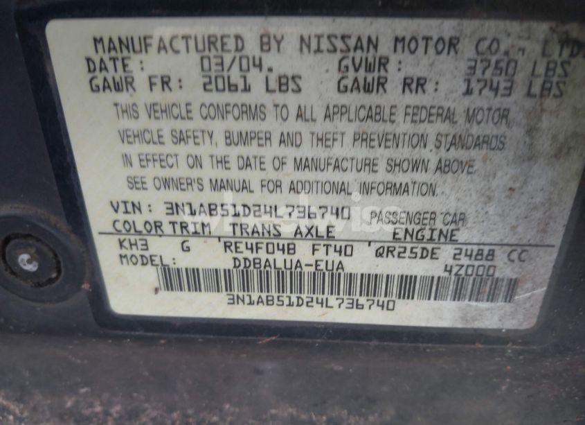 Photo 9 of 2004 Nissan Sentra SE-R (VIN 3N1AB51D24L736740)