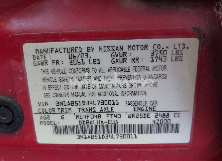 Photo 9 of 2004 Nissan Sentra SE-R (VIN 3N1AB51D34L730011)