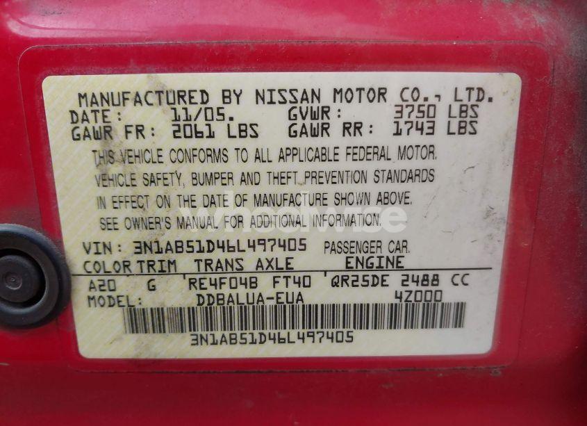 Photo 9 of 2006 Nissan Sentra SE-R (VIN 3N1AB51D46L497405)