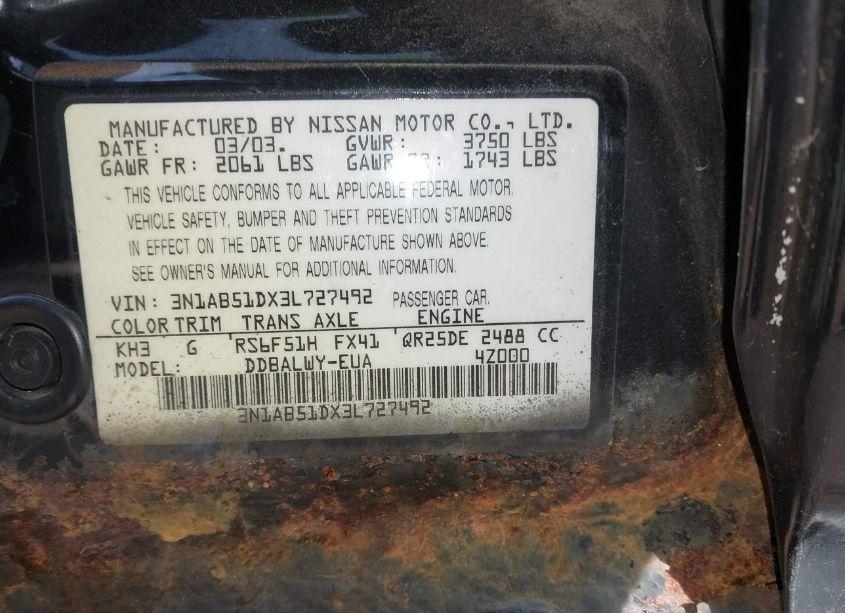 Photo 9 of 2003 Nissan Sentra SE-R SPEC V (VIN 3N1AB51DX3L727492)