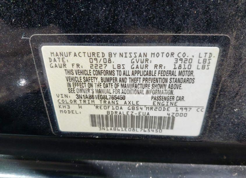 Photo 9 of 2008 Nissan Sentra 2.0S (VIN 3N1AB61E08L765450)