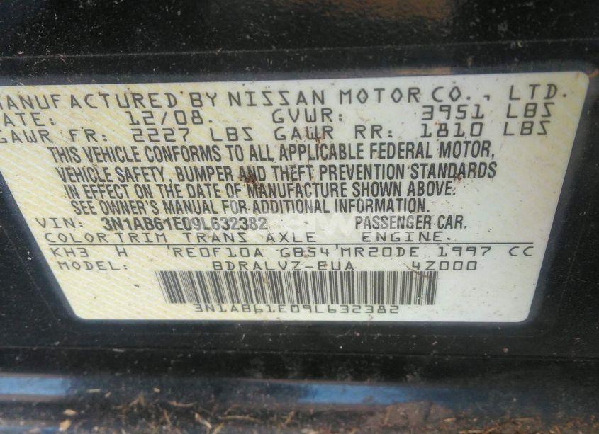 Photo 9 of 2009 Nissan Sentra 2.0SL (VIN 3N1AB61E09L632382)