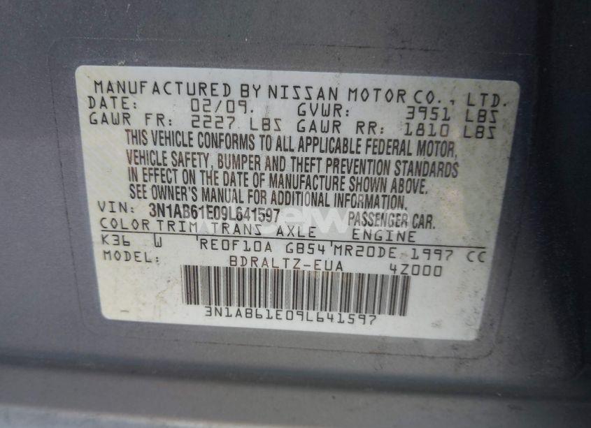 Photo 9 of 2009 Nissan Sentra 2.0S (VIN 3N1AB61E09L641597)