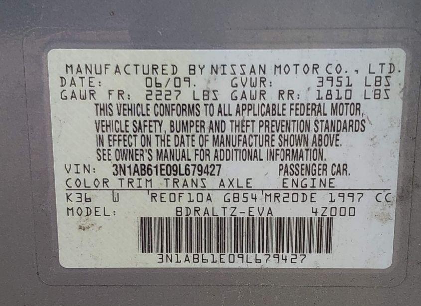 Photo 9 of 2009 Nissan Sentra 2.0S (VIN 3N1AB61E09L679427)
