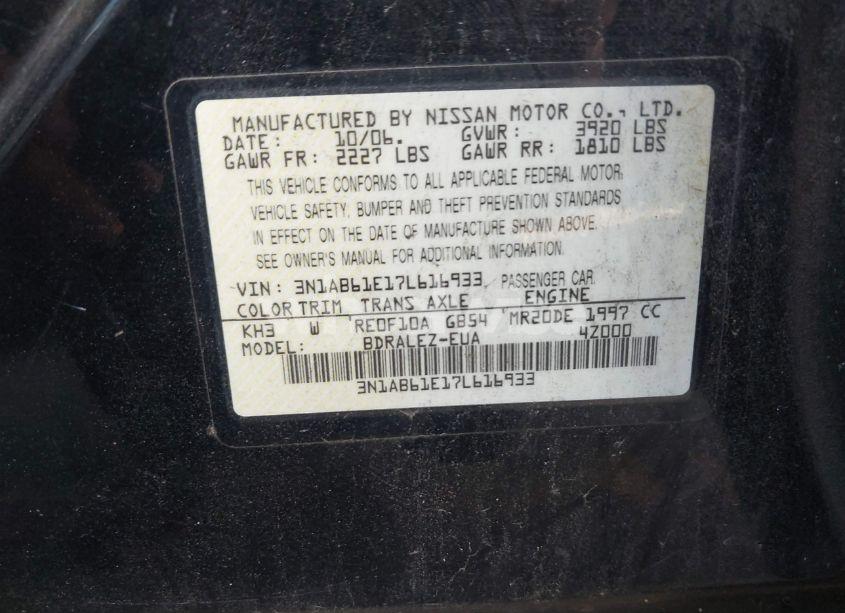 Photo 9 of 2007 Nissan Sentra 2.0S (VIN 3N1AB61E17L616933)