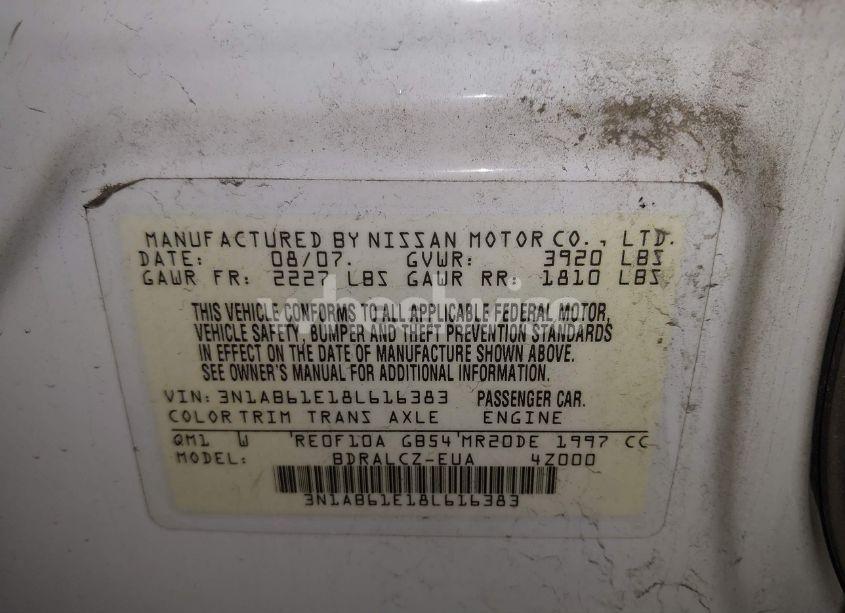 Photo 9 of 2008 Nissan Sentra 2.0 (VIN 3N1AB61E18L616383)