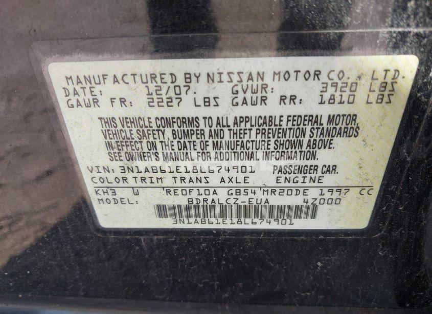 Photo 9 of 2008 Nissan Sentra 2.0 (VIN 3N1AB61E18L674901)