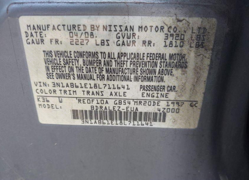 Photo 9 of 2008 Nissan Sentra 2.0S (VIN 3N1AB61E18L711641)