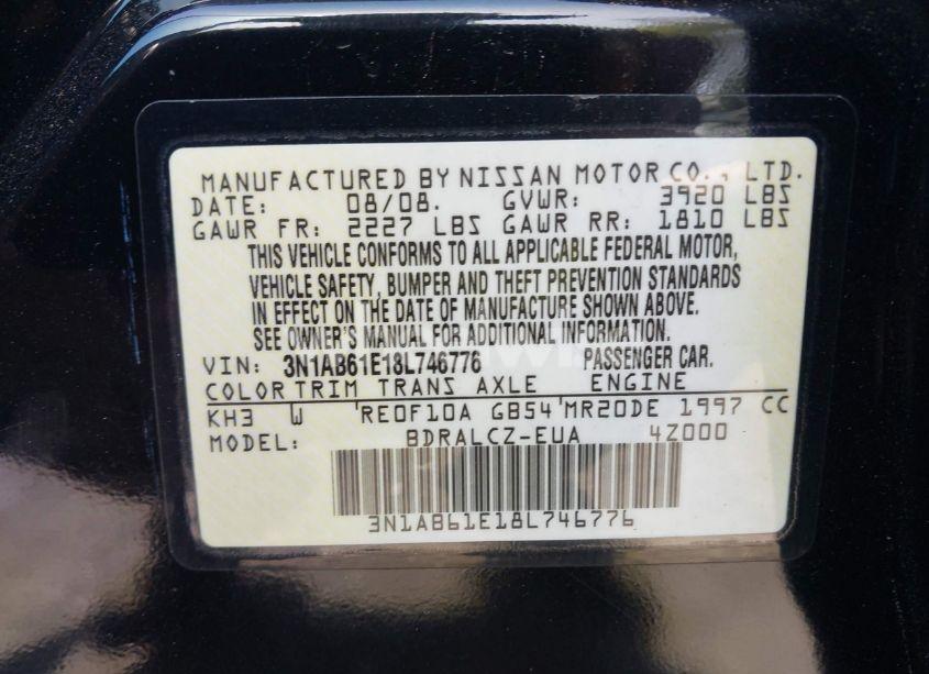 Photo 9 of 2008 Nissan Sentra 2.0 (VIN 3N1AB61E18L746776)