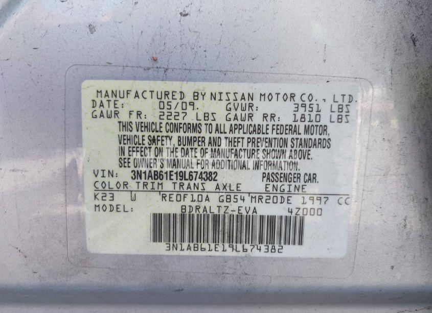 Photo 9 of 2009 Nissan Sentra 2.0SR (VIN 3N1AB61E19L674382)