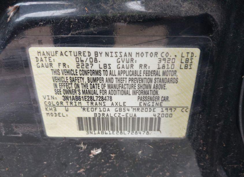 Photo 9 of 2008 Nissan Sentra 2.0 (VIN 3N1AB61E28L728478)