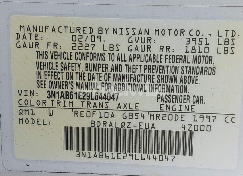 Photo 9 of 2009 Nissan Sentra 2.0 (VIN 3N1AB61E29L644047)