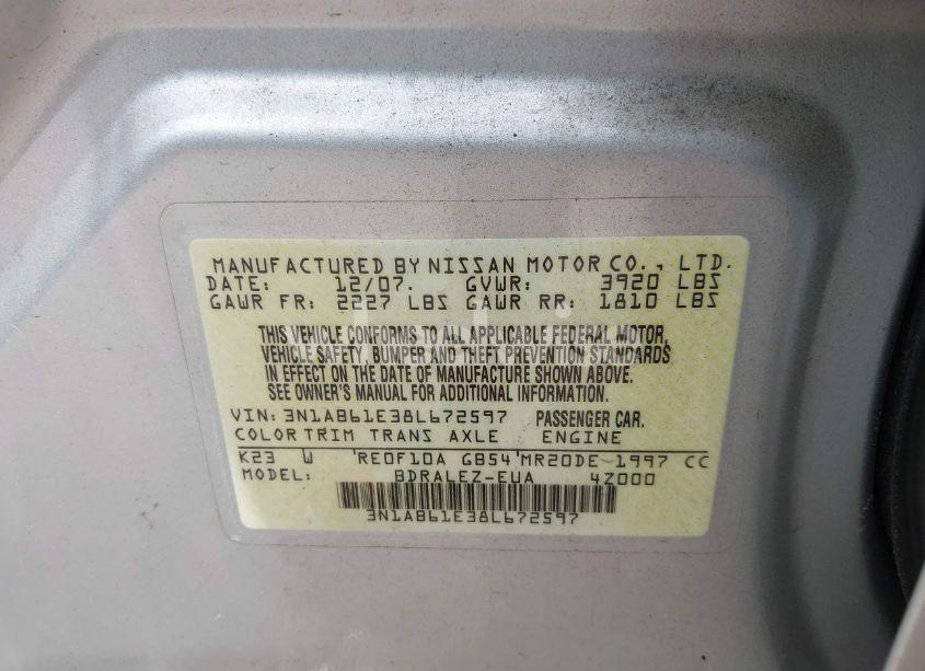 Photo 9 of 2008 Nissan Sentra 2.0S (VIN 3N1AB61E38L672597)