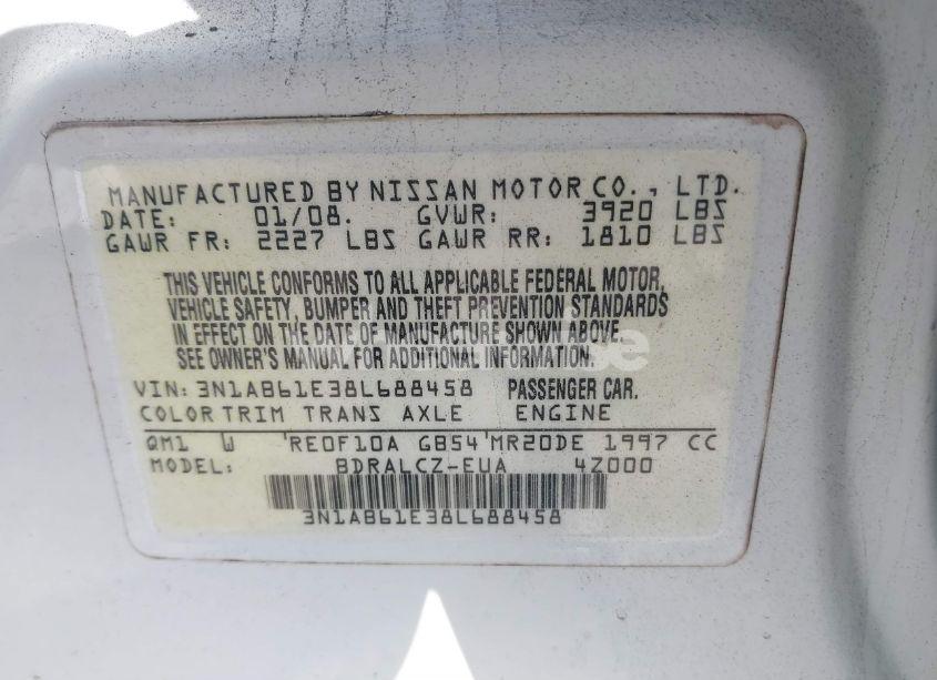Photo 9 of 2008 Nissan Sentra 2.0 (VIN 3N1AB61E38L688458)