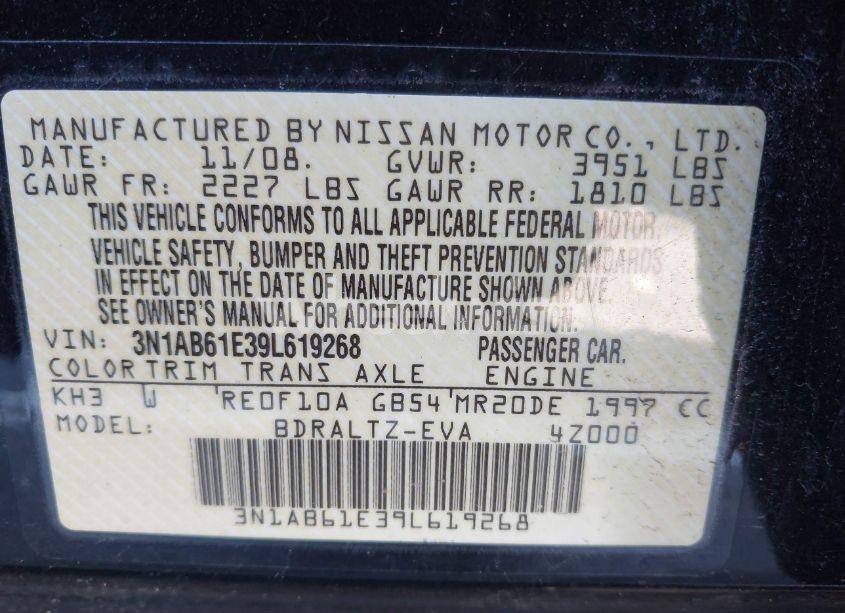 Photo 9 of 2009 Nissan Sentra 2.0S (VIN 3N1AB61E39L619268)