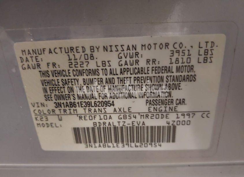 Photo 9 of 2009 Nissan Sentra 2.0S (VIN 3N1AB61E39L620954)