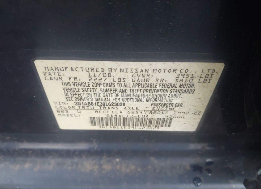 Photo 9 of 2009 Nissan Sentra 2.0S (VIN 3N1AB61E39L623028)