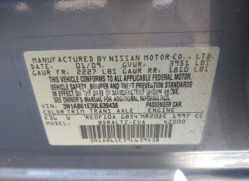 Photo 9 of 2009 Nissan Sentra 2.0S (VIN 3N1AB61E39L639438)