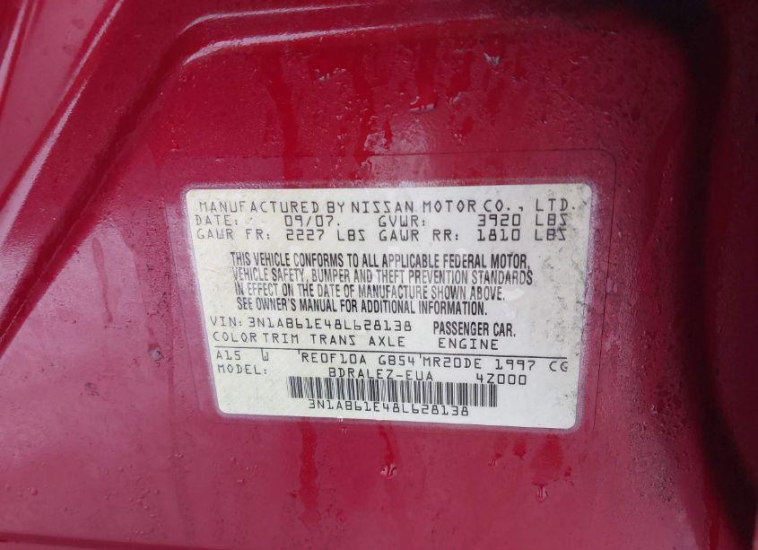 Photo 9 of 2008 Nissan Sentra 2.0S (VIN 3N1AB61E48L628138)