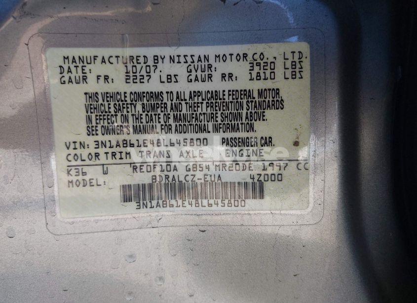 Photo 9 of 2008 Nissan Sentra 2.0 (VIN 3N1AB61E48L645800)