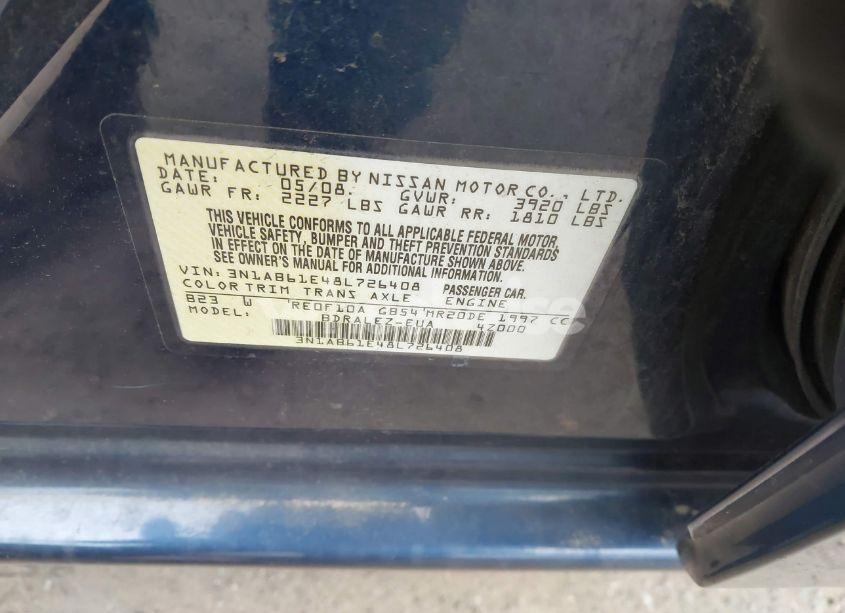 Photo 9 of 2008 Nissan Sentra 2.0S (VIN 3N1AB61E48L726408)